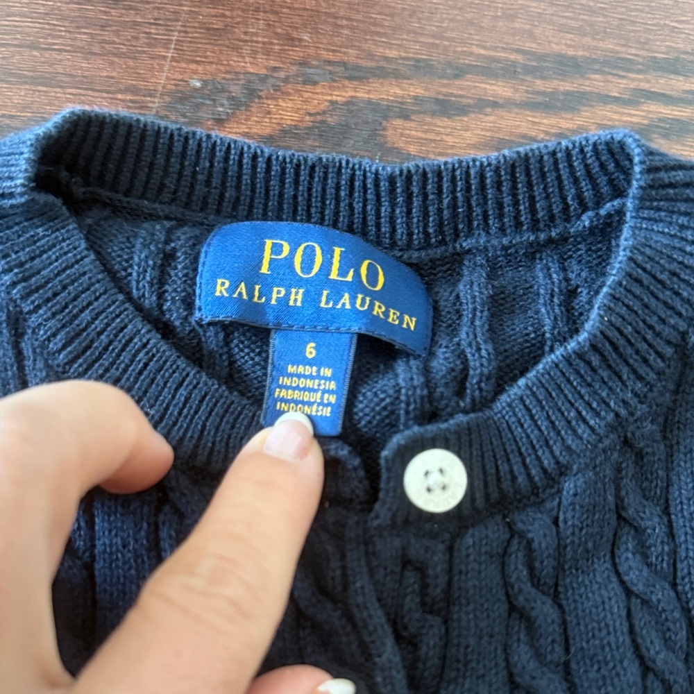 Polo Ralph Lauren Dark Blue Cable Knit Cardigan - Picture 2 of 4